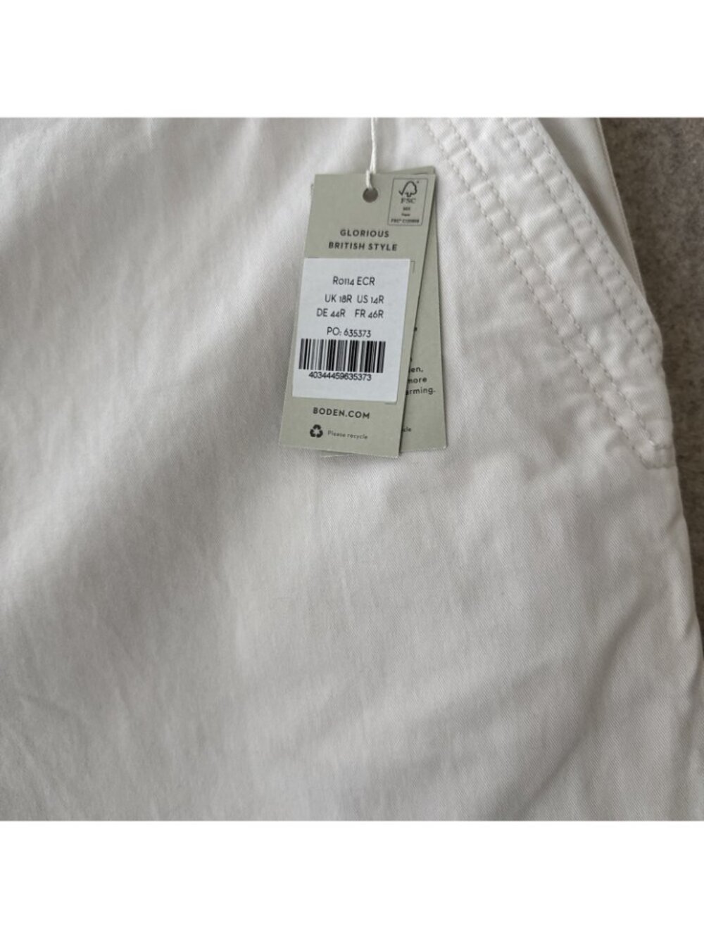 Boden Classic Chino Pant Slim Ankle Length Ecru Womens 14 New - Picture 5 of 16
